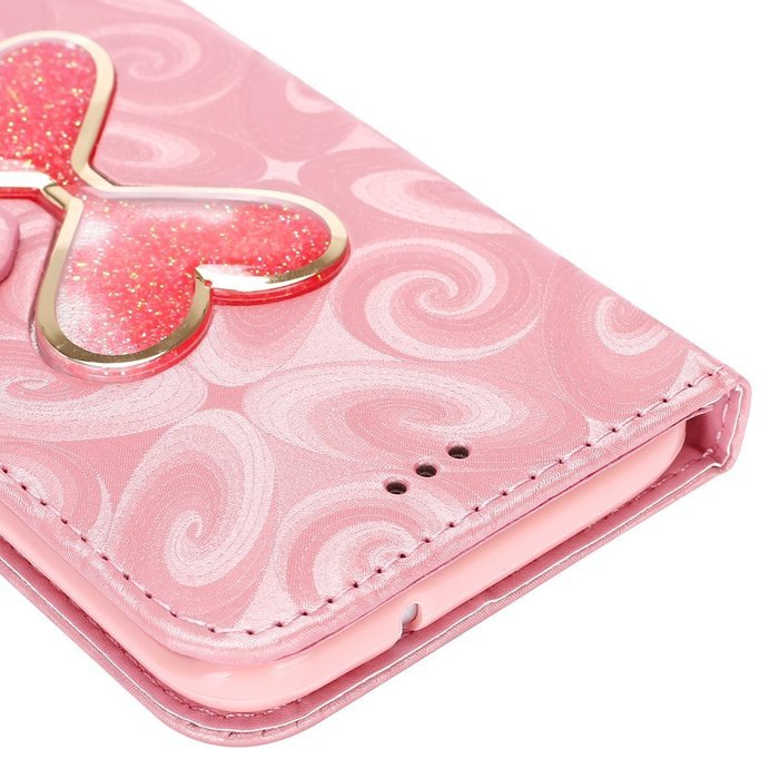 Galaxy S7 Edge Wallet Case, PHEZEN Bling Liquid Glitter Love Heart Floating 3D Hourglass Luxury Pu Leather Magnet... N42