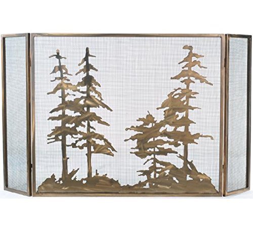 Meyda Tiffany 107632 Tall Pines Folding Fireplace Screen, 60" W x 34" H