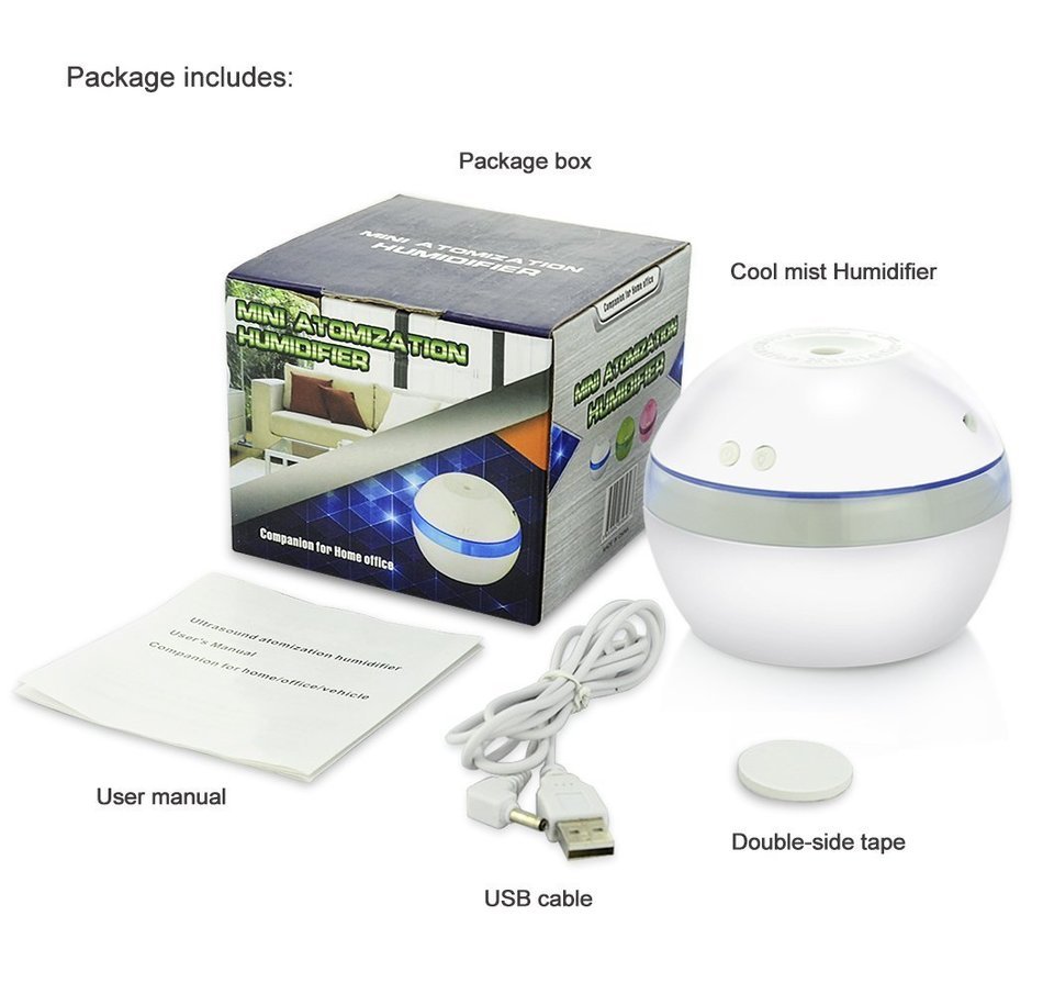 Color You 300ml Ultrasonic Cool Mist Humidifier with Auto Shut Off, Whisper-quiet Operation and Night Light Function... N5