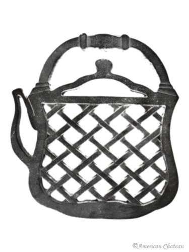 Heavy Cast Iron Teapot Tea Pot Shaped Country Kitchen Trivet Hot Plate with Legs