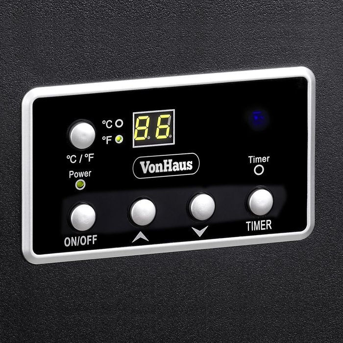VonHaus 4 Element Portable Infrared Fan Heater with Remote Control Digital Display - Black N3