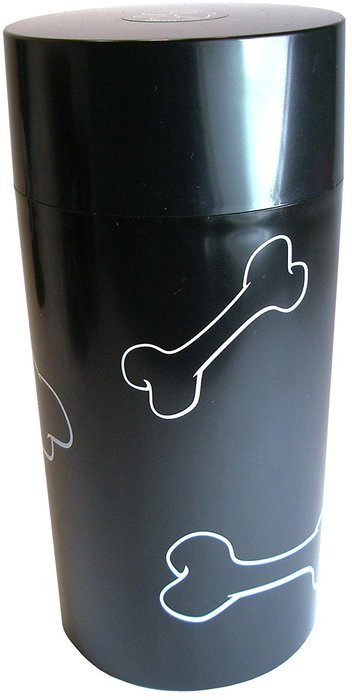 Pawvac 24 Ounce Vacuum Sealed Pet Food Storage Container; Black Cap & Body/White Treats