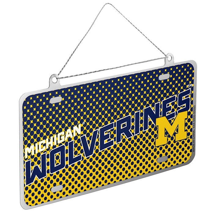 NCAA Michigan Wolverines Metal License Plate Christmas Ornament Foam Ugly Sweater Bundle 3 Pack By Forever Collectibles