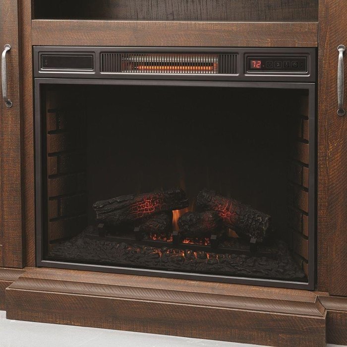 Brand New & Portable Indoor Brown Electric Fireplace Media Console Heater with TV Stand &ndash; Can Hold up to 80 in... N9