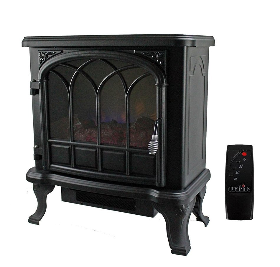 Electric Heater For 400 Square Feet Duraflame 400 Sq Ft 1500W Electric Stove Fireplace Heater w/Flame