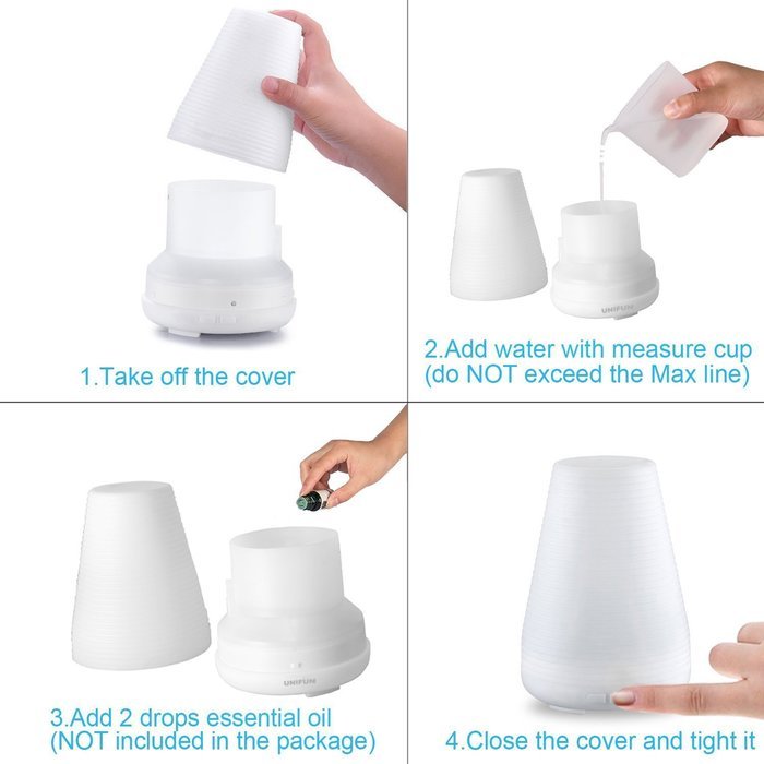 Essential Oil Diffuser, UNIFUN 100ml Air Humidifier | Ultrasonic Aromatherapy Diffuser with Adjustable Mist Mode... N2