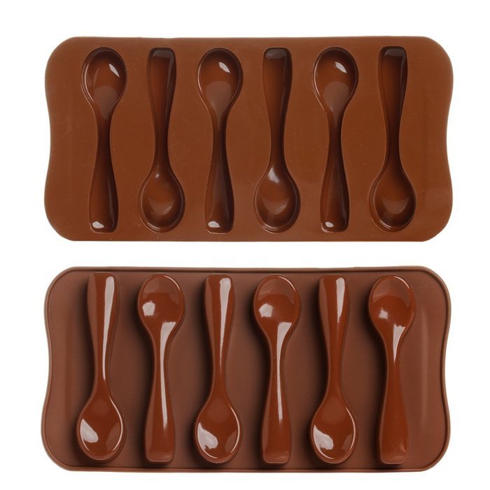 Delight eShop Silicone Baking Mould Spoon Design Chocolate Cake Biscuit Candy Jelly Soap Mold N3