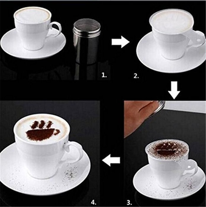 Coffee Latte Art Stencils DIY Decorating Cake Cappuccino FoamTool 15 PCS (S, White) N2