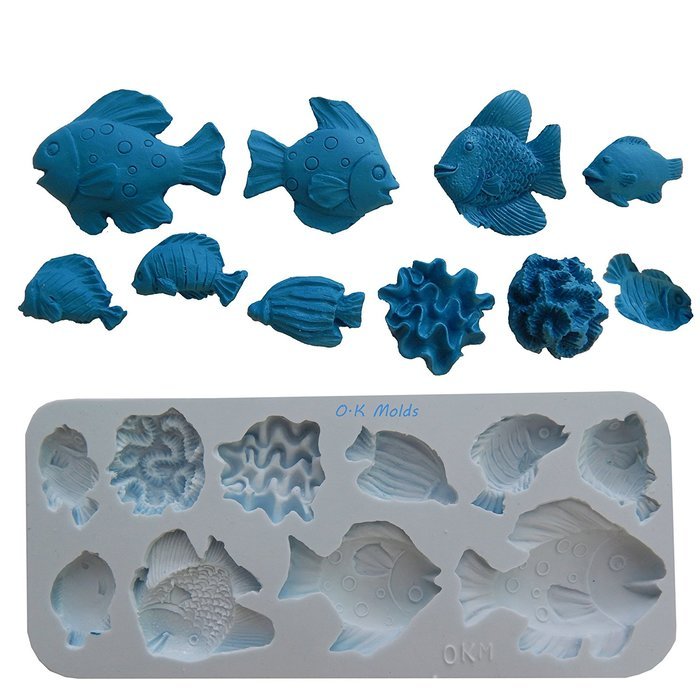 O.K Molds silicone decorating fondant gompaste supply fish series M4835