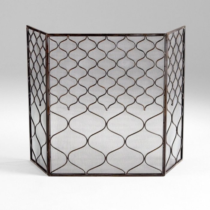 MutterMui Retro Blackwell Fireplace Fire Screen Bronze Finish Mesh Back 50 inches W