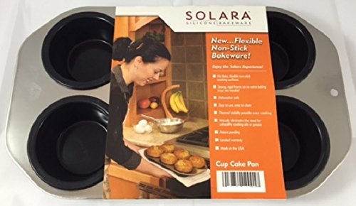 Solara Cup Cake Pan - Durable Non-stick Silicone Bakeware, Dishwasher and Microwave Safe
