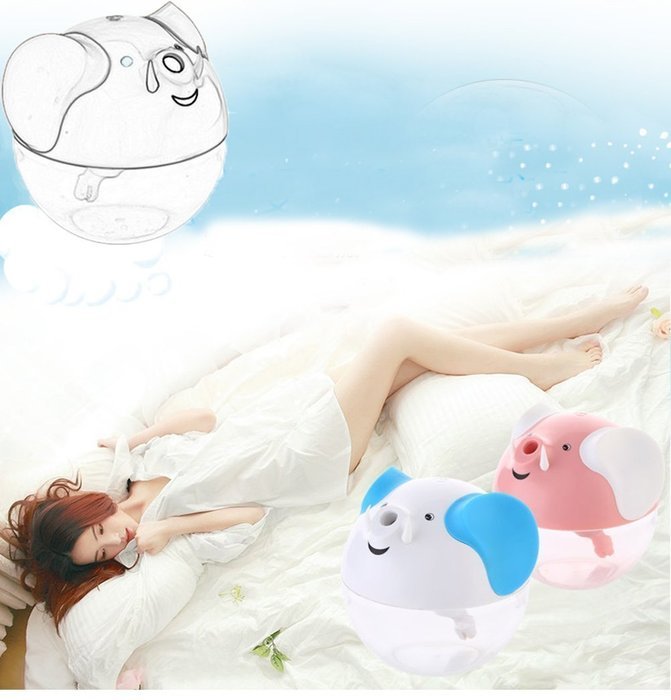 Happy-top 230Ml Lucky Elephant Shape Portable Mini Humidifier Night Lamp USB powered Air Humidifier (Pink) N6