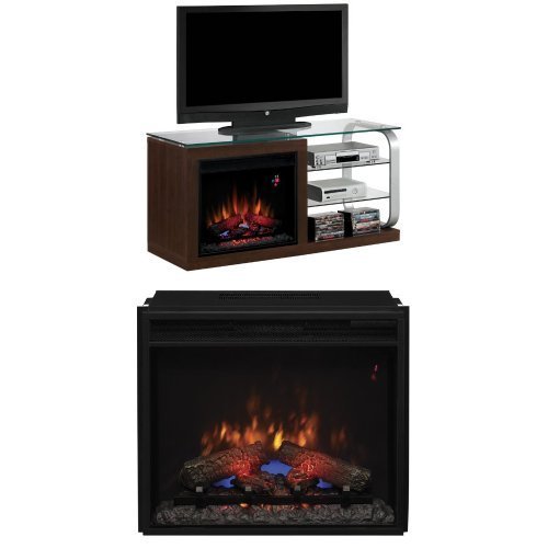 Complete Set Luxe Media Mantel in Black Metal with 23" Spectrafire Plus Insert with Safer Plug