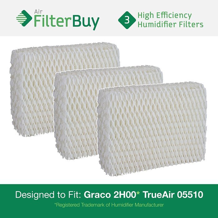 3 - Graco 1.5 Gallon Humidifier Filters. Designed by FilterBuy to fit Graco 2H00 and TrueAir 05510. Replaces Part...