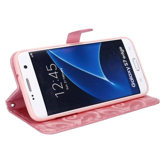 Galaxy S7 Edge Wallet Case, PHEZEN Bling Liquid Glitter Love Heart Floating 3D Hourglass Luxury Pu Leather Magnet... N43