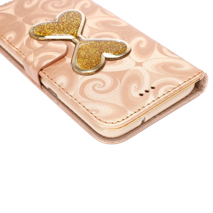 Galaxy S7 Edge Wallet Case, PHEZEN Bling Liquid Glitter Love Heart Floating 3D Hourglass Luxury Pu Leather Magnet... N45