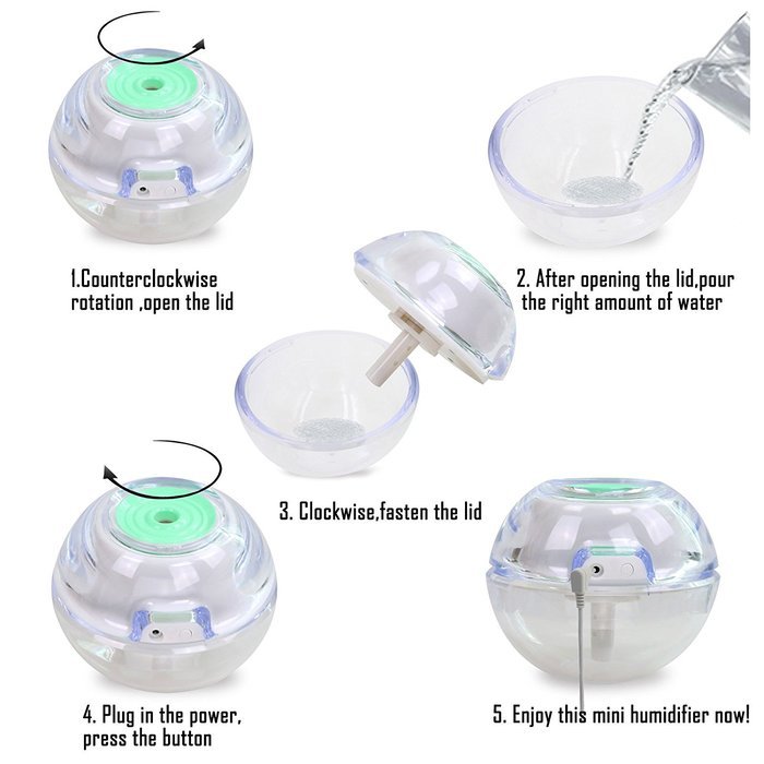 GetMine USB Bright Color Mini Mist Humidifier Air Purifier, Pink N8