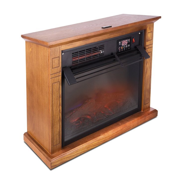Della 1500W Deluxe Infrared Quartz Fireplace Heater Flame Wood Log Caster with Remote Control N8