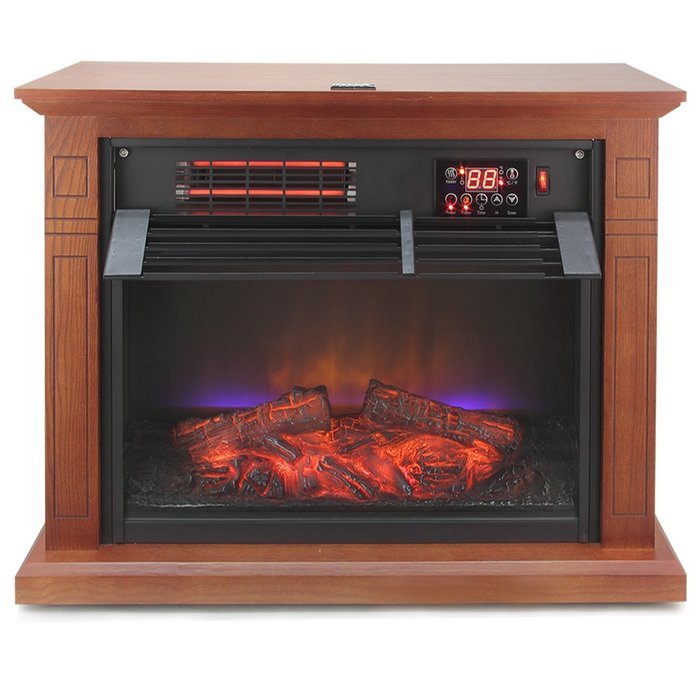 Della 1500W Deluxe Infrared Quartz Fireplace Heater Flame Wood Log Caster with Remote Control N9