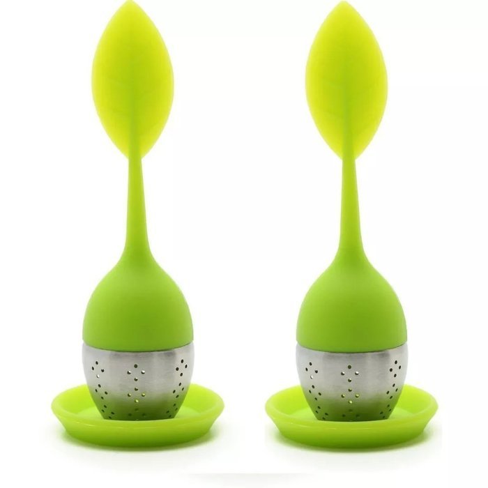 Smartlife15 2PCS Silicone Stainless Steel Tea Infuser Loose Leaf Strainer Steeper Herbal Brewer Handle with Steel...