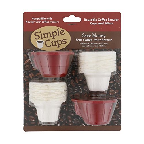 Reusable Vue K-Cup* Coffee Cups (Set of 2) with 50 Filters - 100% Compatible with Keurig Original Vue*