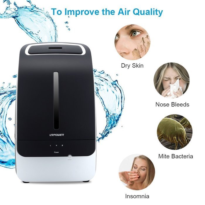 URPOWER Humidifier, 5L Large Capacity Whisper-quiet Operation Cool Mist Ultrasonic Humidifier Waterless Auto Shut-off... N4