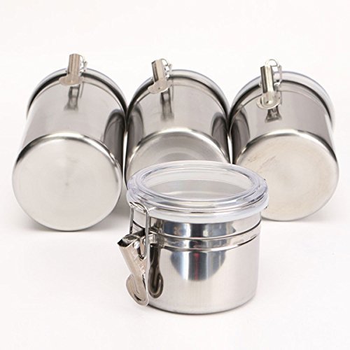 Bluelover Durable Stainless Steel Canister Airtight Sealed Canister Spice Dry Storage Container Snack Cans XL N8