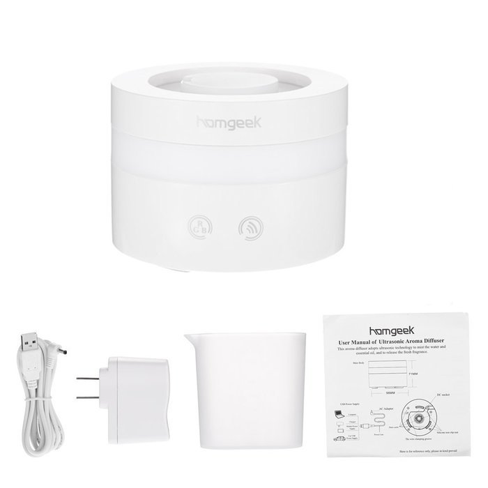 homgeek LED changing colors Aroma Oil Diffuser Ultrasonic Humidifier with Adaptor & USB N9
