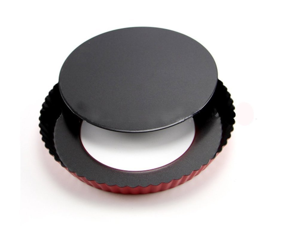 Smartkitch Set of 2 Non-stick 9 inch Pizza Pan, Quiche Pan With Removable Bottom (Red)