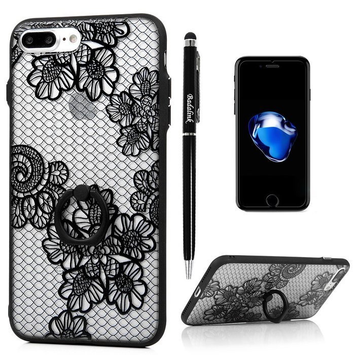 iPhone 7 Plus Case (5.5 inch) - 360 Degree Rotating Ring Holder Kickstand Shockproof Soft TPU Skin Bumper Frame... N36