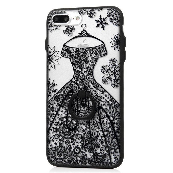 iPhone 7 Plus Case (5.5 inch) - 360 Degree Rotating Ring Holder Kickstand Shockproof Soft TPU Skin Bumper Frame... N38