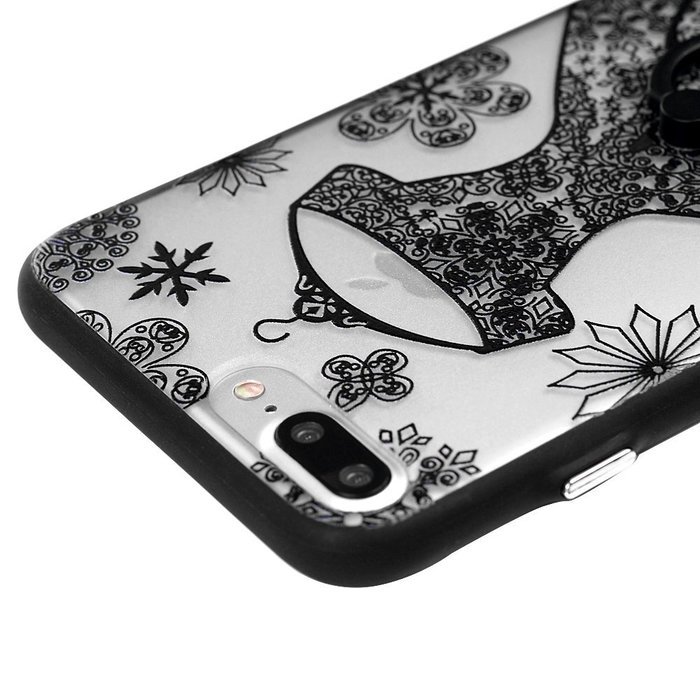 iPhone 7 Plus Case (5.5 inch) - 360 Degree Rotating Ring Holder Kickstand Shockproof Soft TPU Skin Bumper Frame... N39