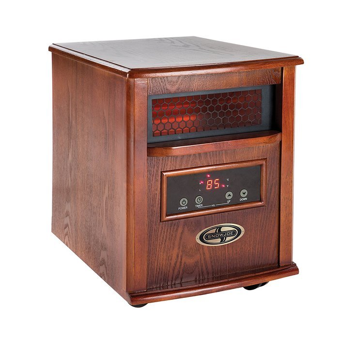 Snow Joe SJQH1500-DO 1500W Quartz Dark Oak Wood Portable Infrared Space Heater with Stainless Steel Diffuser &... N5