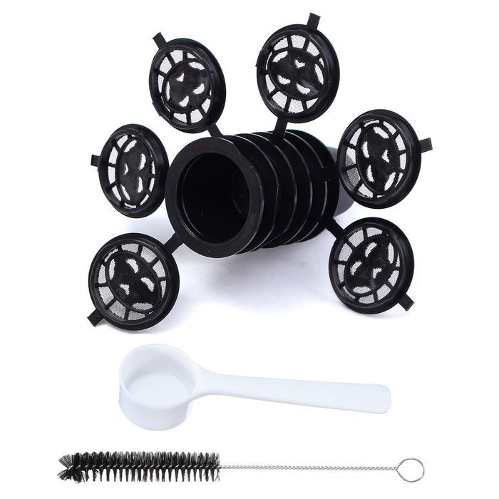 KINGSO 4pcs Reusable Coffee Capsules Cups Espresso Pods Filters For Nespresso Machines with 1pc Plastic Spoon N4
