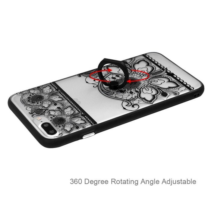 iPhone 7 Plus Case (5.5 inch) - 360 Degree Rotating Ring Holder Kickstand Shockproof Soft TPU Skin Bumper Frame... N42