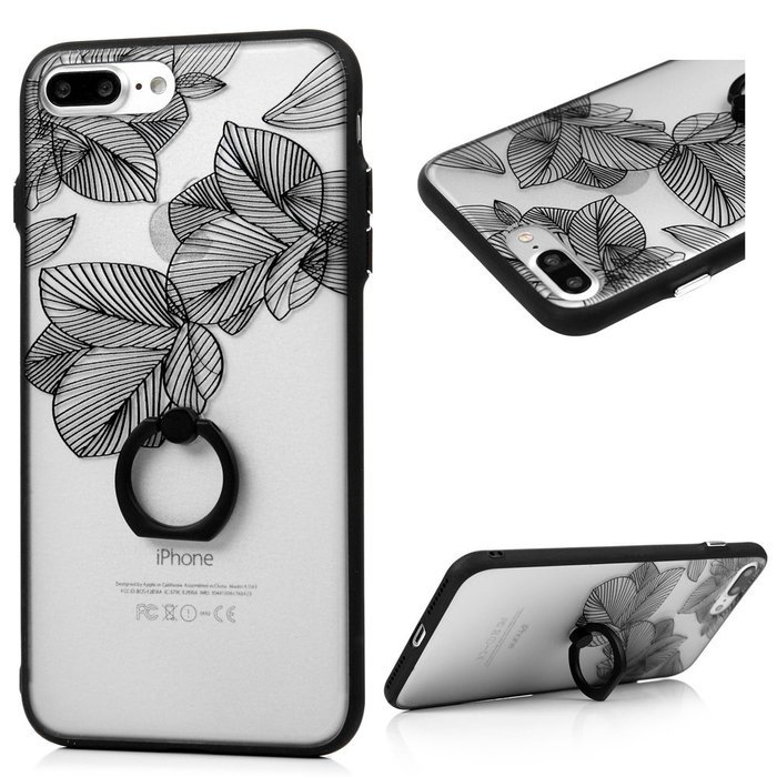 iPhone 7 Plus Case (5.5 inch) - 360 Degree Rotating Ring Holder Kickstand Shockproof Soft TPU Skin Bumper Frame... N43