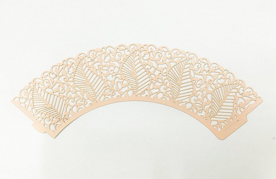 HUAL Cupcake Wrappers 50 Filigree Artistic Bake Cake Paper Cups Large leaves Lace Laser Cut Liner Baking Cup Muffin...