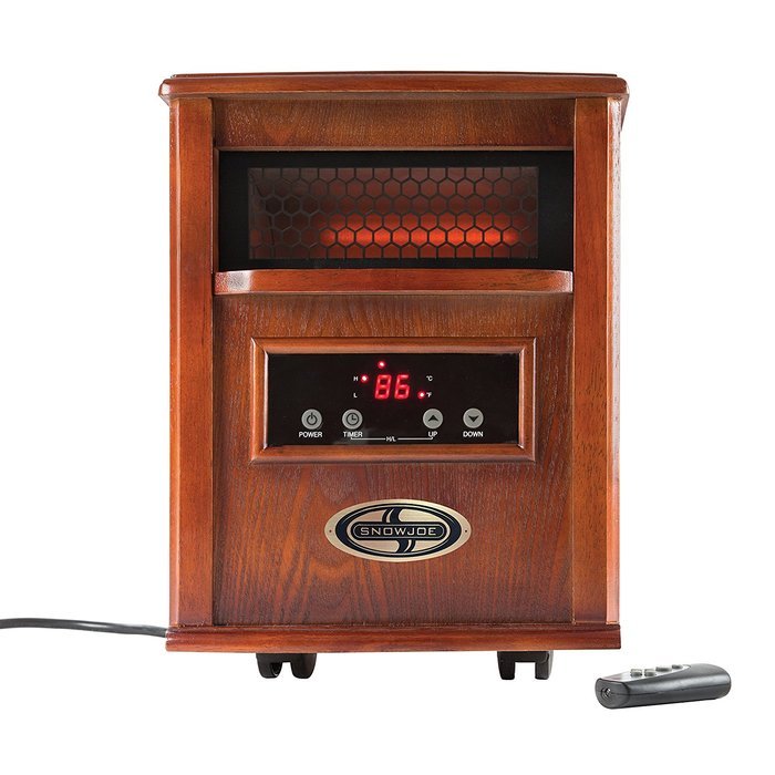 Snow Joe SJQH1500-DO 1500W Quartz Dark Oak Wood Portable Infrared Space ...