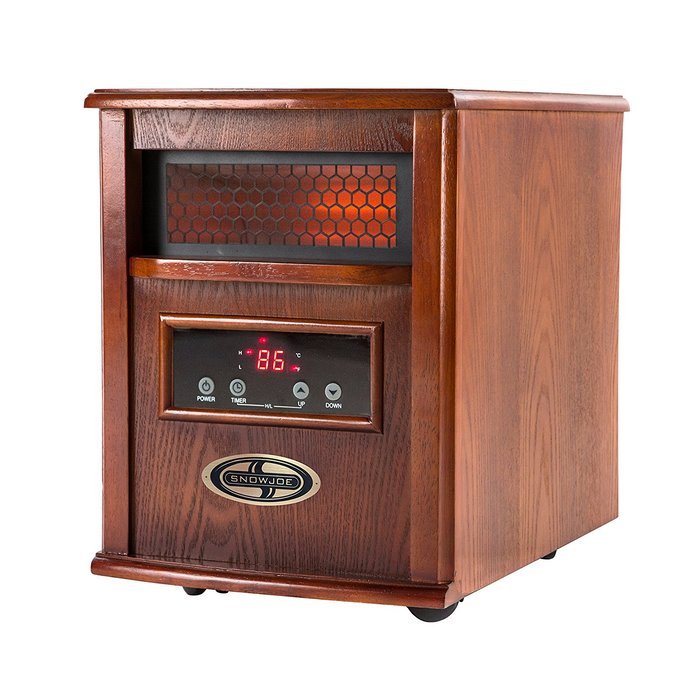Snow Joe SJQH1500-DO 1500W Quartz Dark Oak Wood Portable Infrared Space Heater with Stainless Steel Diffuser &... N7