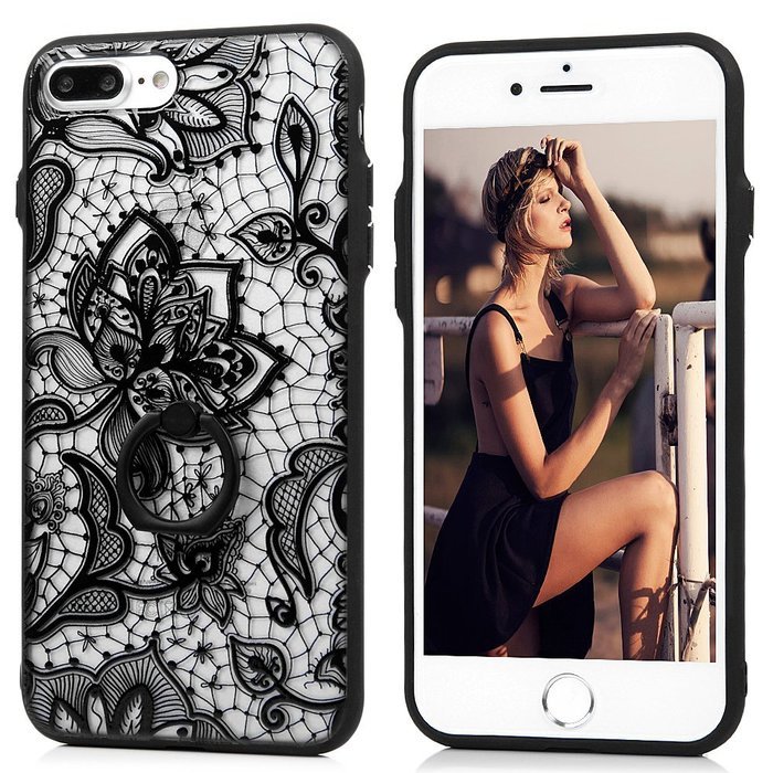 iPhone 7 Plus Case (5.5 inch) - 360 Degree Rotating Ring Holder Kickstand Shockproof Soft TPU Skin Bumper Frame... N46