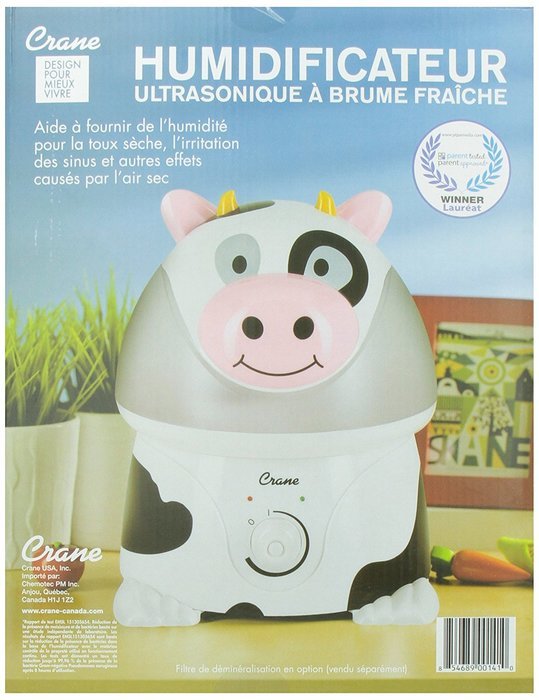 Crane Adorable Ultrasonic Cool Mist Humidifier with 2.1 Gallon Output per Day - Cow N5