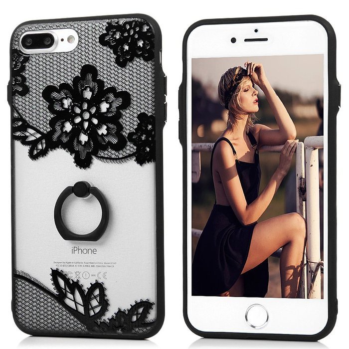 iPhone 7 Plus Case (5.5 inch) - 360 Degree Rotating Ring Holder Kickstand Shockproof Soft TPU Skin Bumper Frame... N49