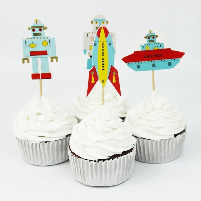 Winrase&reg; Pack of 24 Cute Air Robot Kids Party Decoration Paper Cupcake Toppers (Air Robot) N2