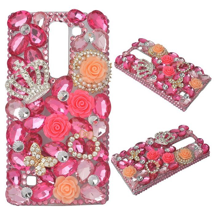 Spritech(TM) Bling Clear Phone Case For LG spirit h440 C70/LG Escape 2/LG Logos/LG Spirit 4G LTE,3D Handmade Rose... N10