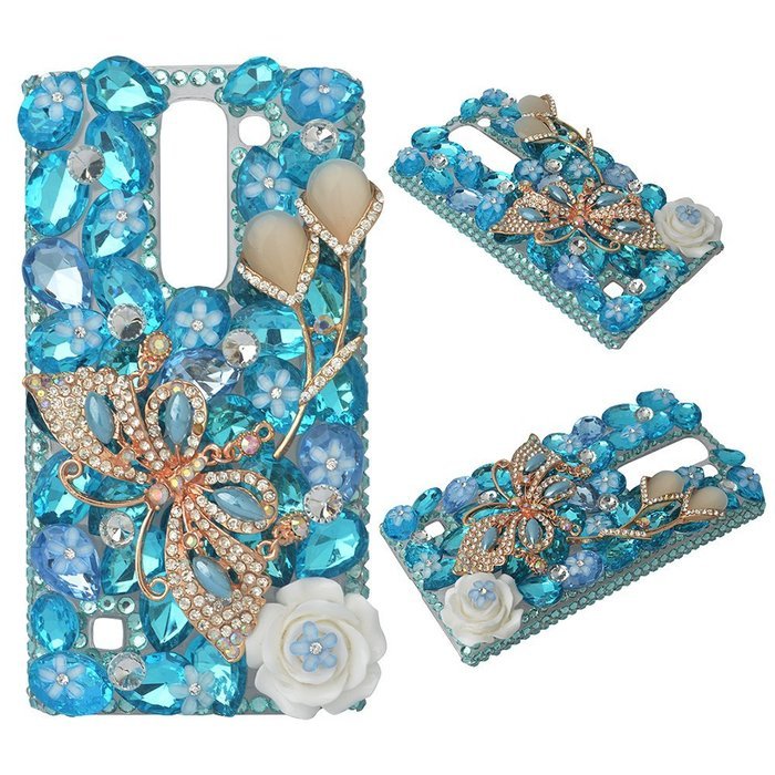 Spritech(TM) Bling Clear Phone Case For LG spirit h440 C70/LG Escape 2/LG Logos/LG Spirit 4G LTE,3D Handmade Rose... N20