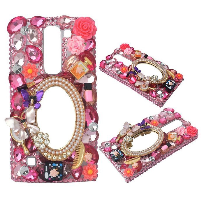 Spritech(TM) Bling Clear Phone Case For LG spirit h440 C70/LG Escape 2/LG Logos/LG Spirit 4G LTE,3D Handmade Rose... N23