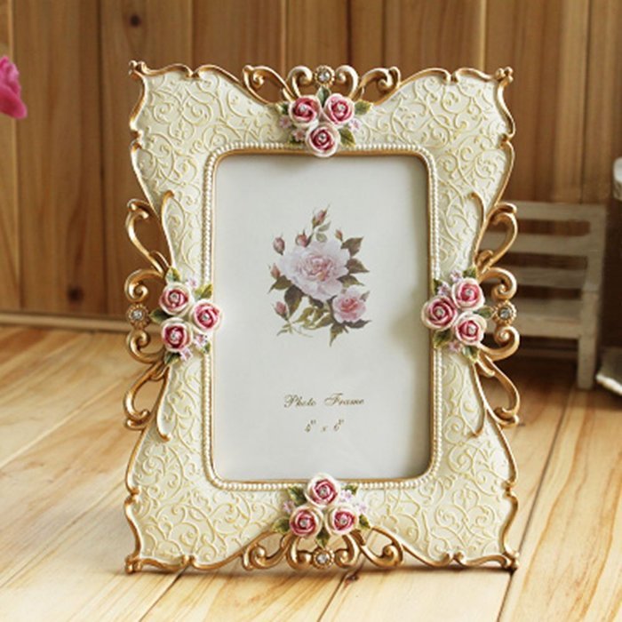 Spritech(TM) Everyday Life Wedding Photo Resin Picture Frame With Elegant Flower N17