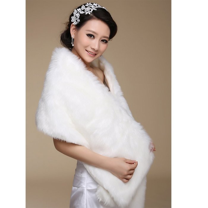 KAKA(TM) Gorgeous Winter Bridal Wedding Dress Wrap Artificial Plush Shawl-Red N30