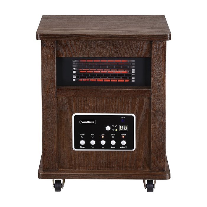 VonHaus Wood Electric 4 Element Infrared Fan Heater with Wheels N3