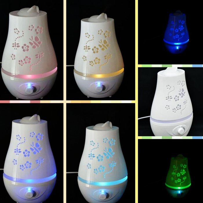 Eastlion 1-2.5L 7LED Color Changing Butterfly Dual air nozzle Aromatherapy Essential Oil Diffuser Ultrasonic Cool... N4